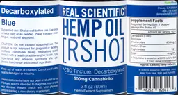 Label for RSHO CBD Tincture: Decarboxylated