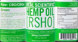 Label for RSHO CBD Tincture: Raw CBD/CBDa