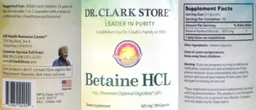 Label for Betaine HCL 425 mg