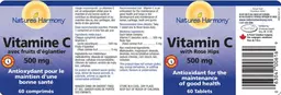 Label for Vitamin C With Rose Hips 500 mg