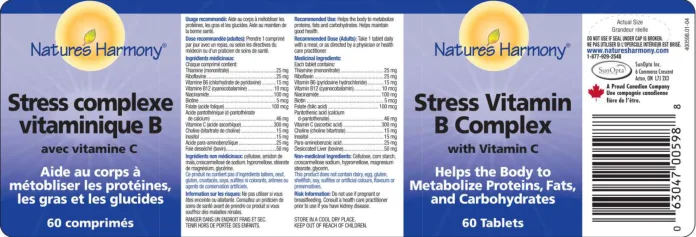 Label for Stress Vitamin B Complex With Vitamin C
