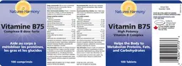 Label for Vitamin B75