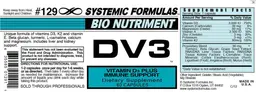 Label for DV3 Vitamin D3 Plus Immune Support