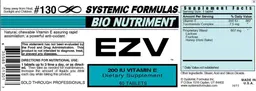 Label for EZV 200 IU Vitamin E
