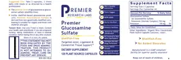 Label for Premier Glucosamine Sulfate