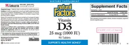 Label for Vitamin D3 25 mcg (1000 IU)