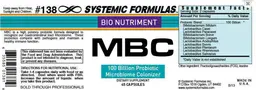 Label for MBC 100 Billion Probiotic Microbiome Colonizer