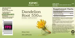 Label for Dandelion Root 550 mg