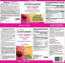 Label for Echinamide Active Support Honey Lemon Syrup