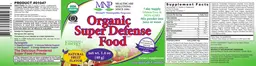 Label for Organic Super Defense Food Natural Fruit Flavor
