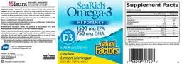 Label for Omega-3 Hi Potency with D3 Delicious Lemon Meringue