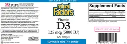 Label for Vitamin D3 125 mcg (5000 IU)