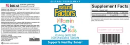 Label for Vitamin D3 for Kids 10 mcg (400 IU)