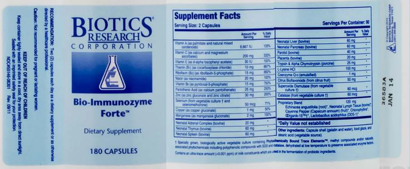Label for Bio-Immunozyme Forte