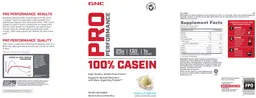 Label for 100% Casein Vanilla Cream