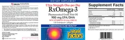 Label for Ultra Strength One-per-Day RxOmega-3 with Vitamin D3 25 mcg (1000IU)