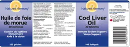 Label for Cod Liver Oil 20 Minims