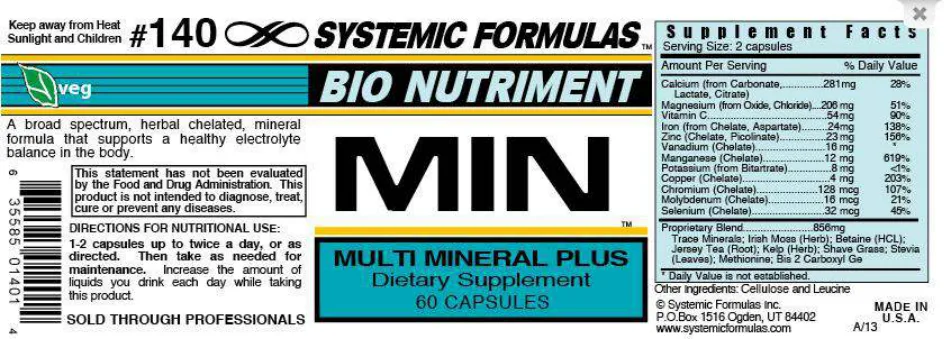 Label for MIN Multi Mineral Plus