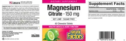 Label for Magnesium Citrate 150 mg Key Lime