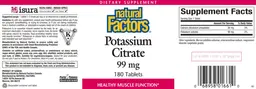 Label for Potassium Citrate 99 mg