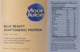 Label for Blue Beauty Apaptogenic Protein