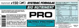 Label for Pro Nutro Protein
