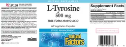 Label for L-Tyrosine 500 mg
