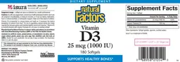 Label for Vitamin D3 25 mcg (1000 IU)