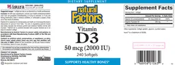 Label for Vitamin D3 50 mcg (2000 IU)