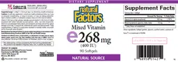 Label for Mixed Vitamin E 268 mcg (400 IU)
