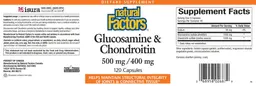 Label for Glucosamine & Chondroitin 500 mg / 400 mg