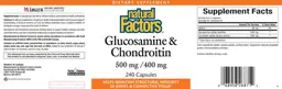 Label for Glucosamine & Chondroitin 500 mg / 400 mg