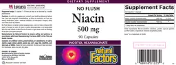 Label for No Flush Niacin 500 mg