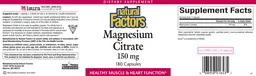 Label for Magnesium Citrate 150 mg