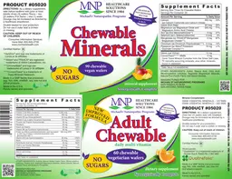 Label for Chewable Minerals Fruit Punch Flavor