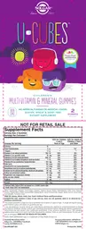 Label for U-Cubes Children's Multi-Vitamin and Mineral Gummies