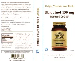 Label for Ubiquinol 100 mg (Reduced CoQ-10)