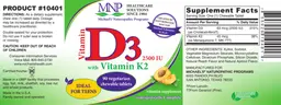Label for Vitamin D3 2500 IU with Vitamin K2