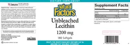 Label for Unbleached Lecithin 1200 mg