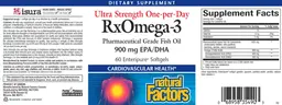 Label for Ultra Strength One-per-Day RxOmega-3