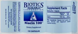 Label for Niacin 100