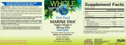Label for Pure Food Marine DHA Vegan Omega-3