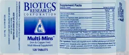 Label for Multi-Mins (Iron & Copper Free)