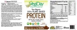 Label for Raw Organic 100% Plant-Based Protein Decadent Chocolate