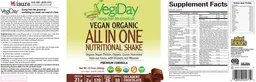 Label for Vegan Organic All in One Nutritional Shake Decadent Chocolate
