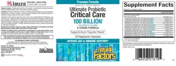 Label for Ultimate Probiotic Critical Care 100 Billion