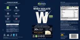 Label for W 100% Whey Isolate Protein Natural Flavor