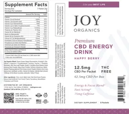 Label for Premium CBD Energy Drink Happy Berry