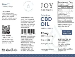 Label for Premium CBD Oil 15 mg Unflavored