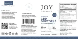 Label for Premium CBD 10 mg Softgels